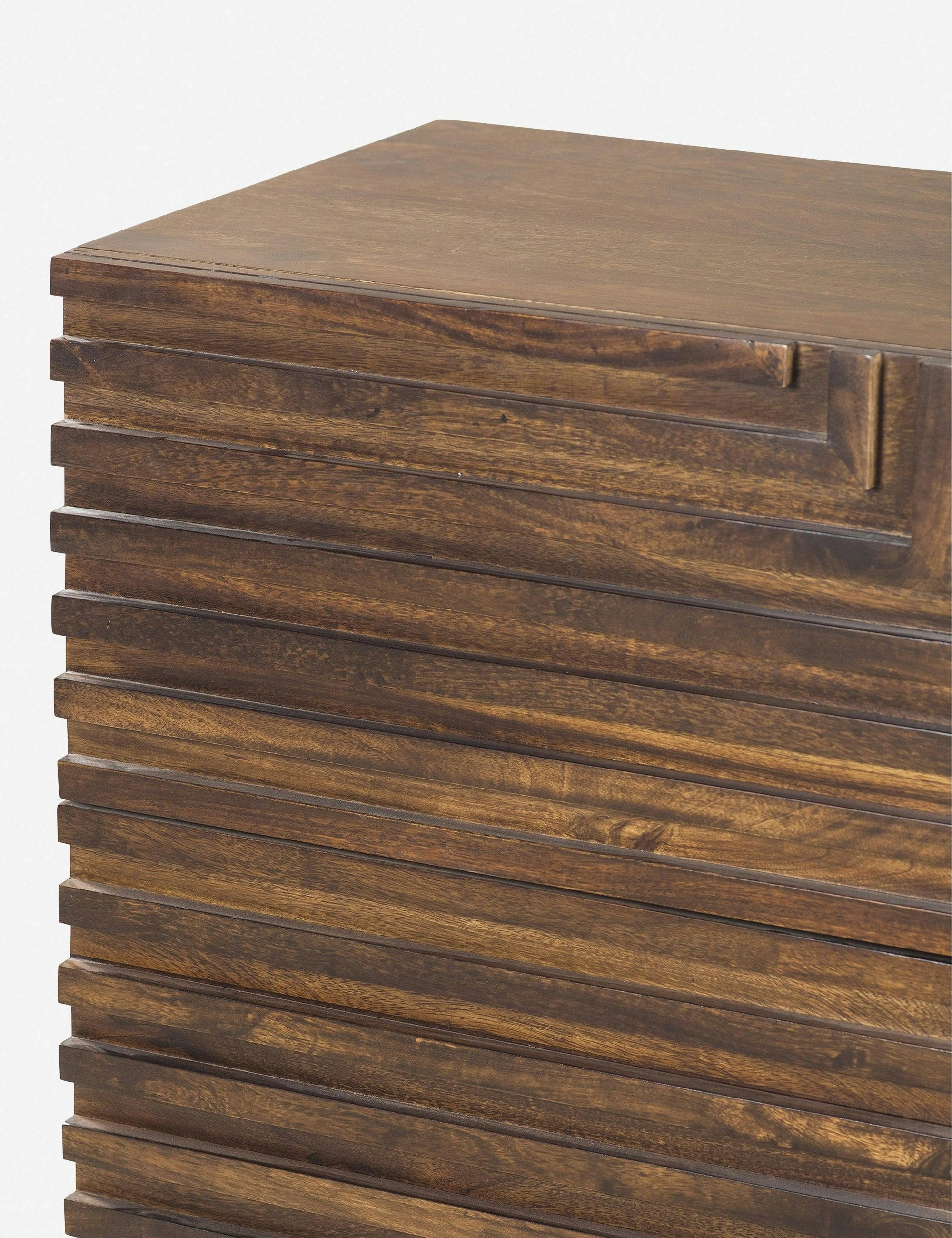 Maze Geometric Carved 60" Dark Brown Hardwood Dresser
