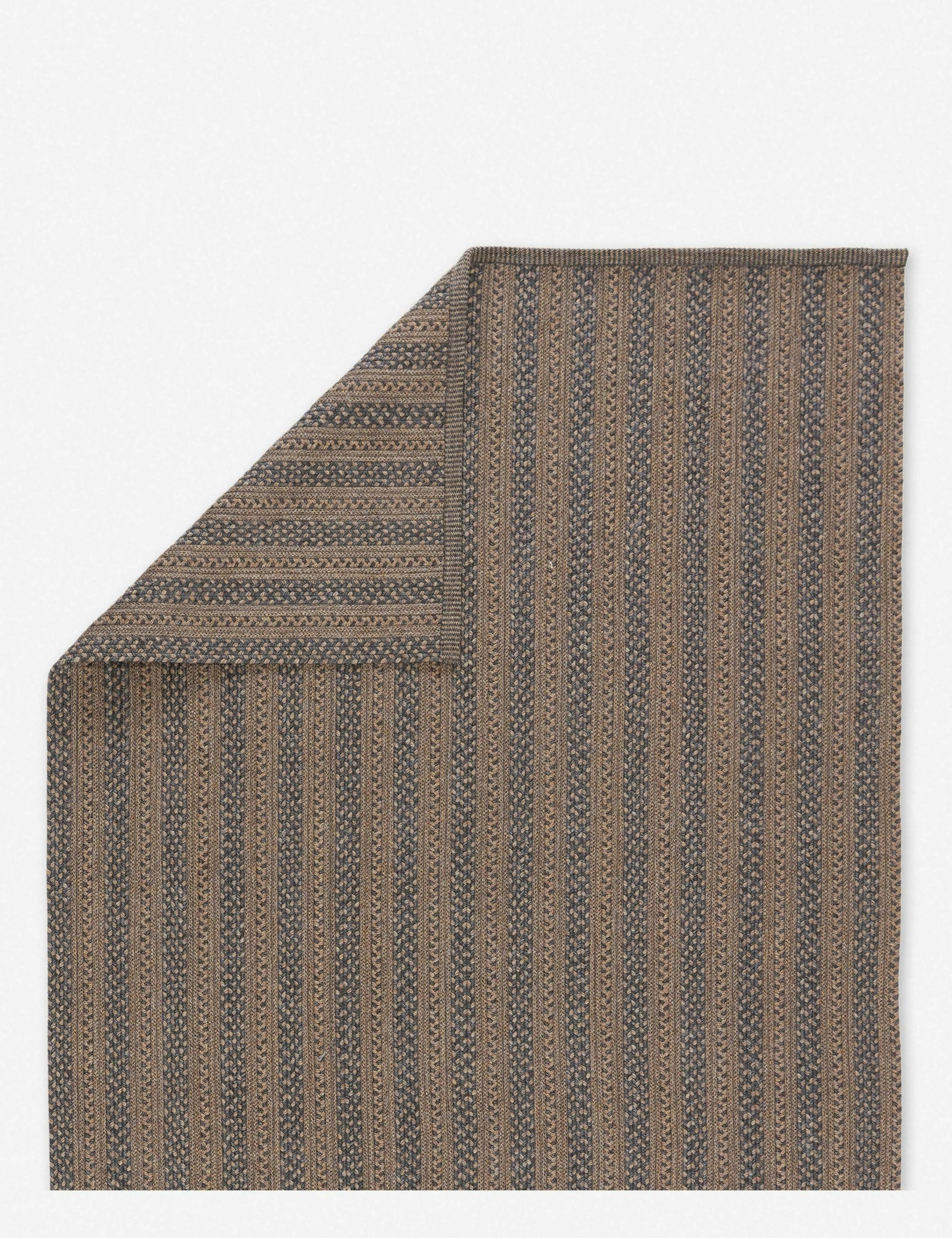 Modern Braided Stripe 24" x 36" Gray Synthetic Area Rug