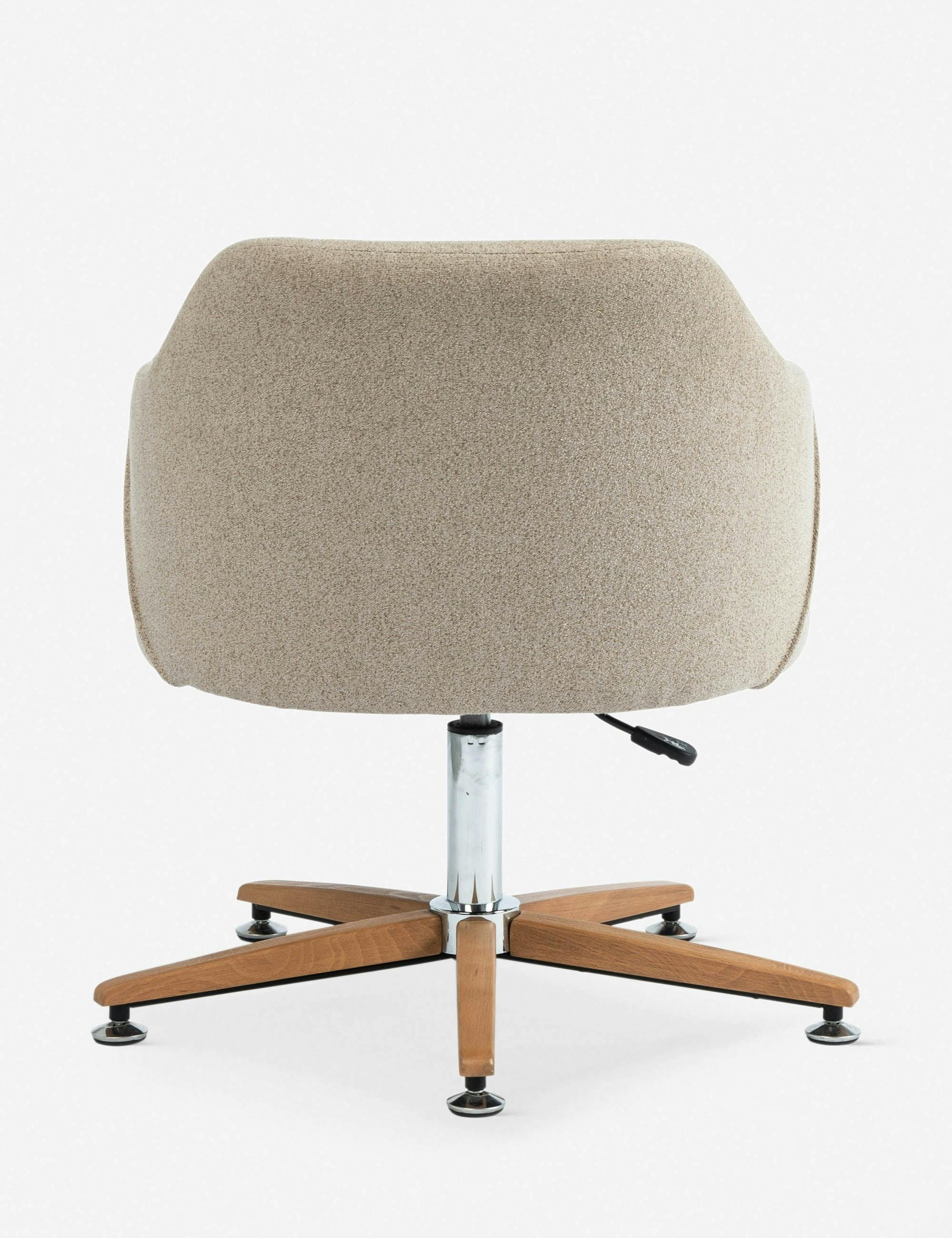 Edna Fedora Oatmeal Adjustable Swivel Task Chair in Brown Leather