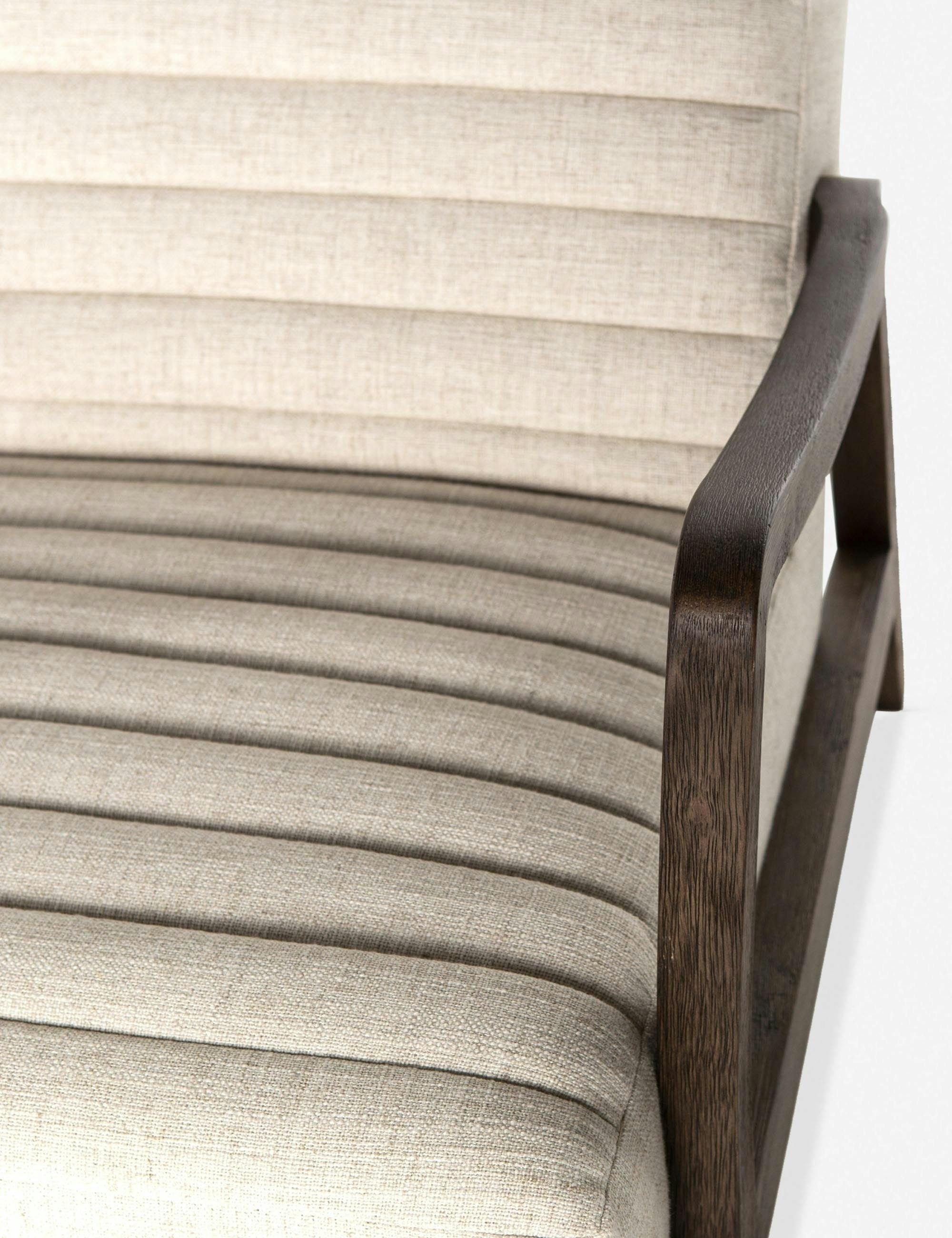 27'' Cream Contemporary Linen and Leather Accent Chair