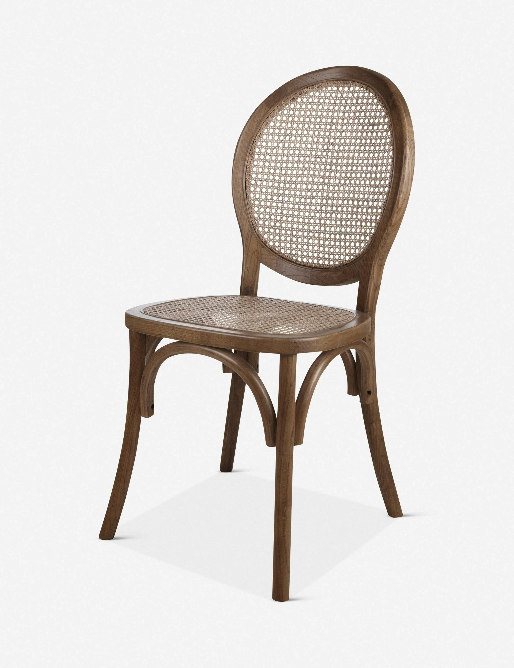 Scandinavian Inspired Brown Cane Wood Side Chair