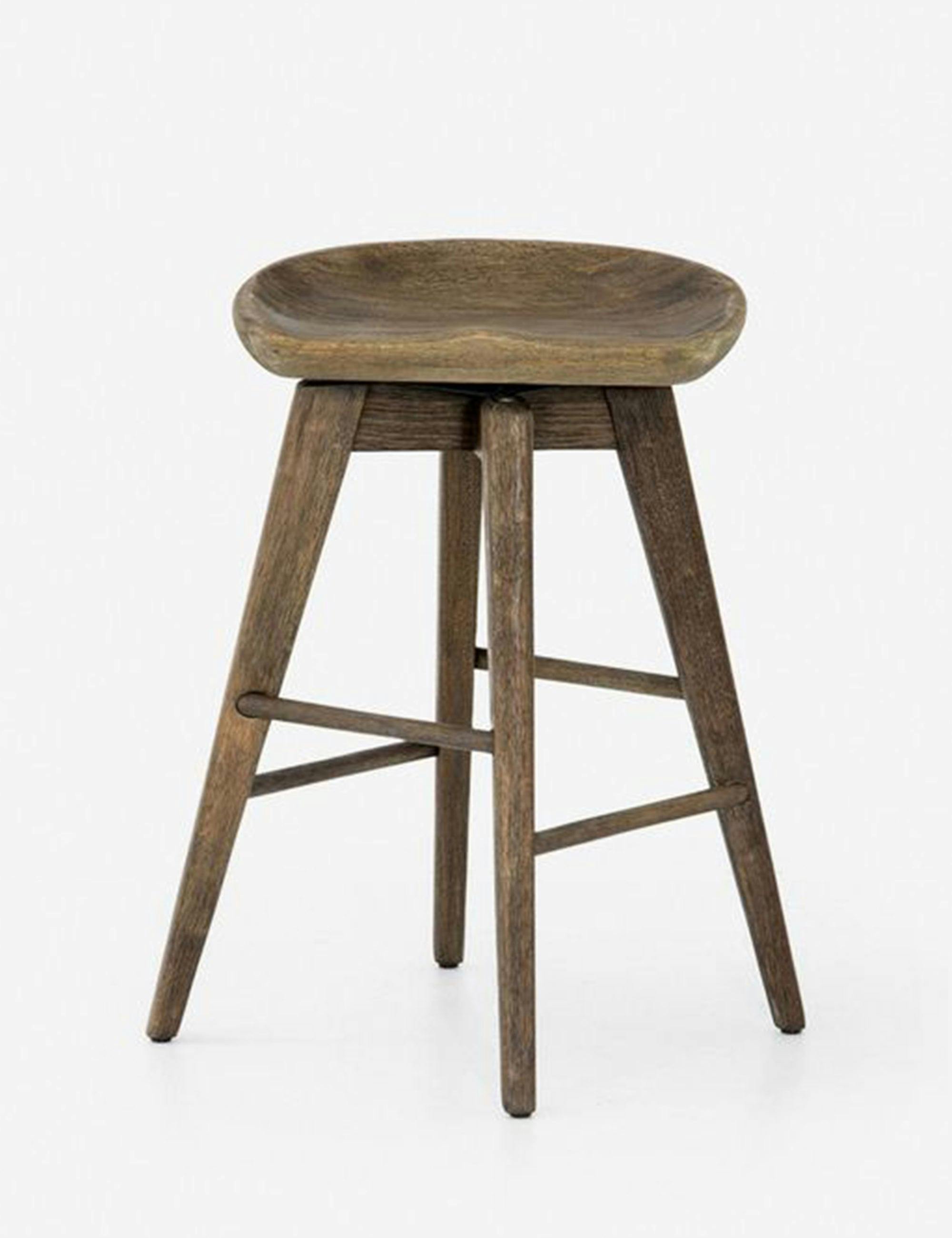 Contemporary Charcoal Gray Swivel Counter Stool in Solid Wood