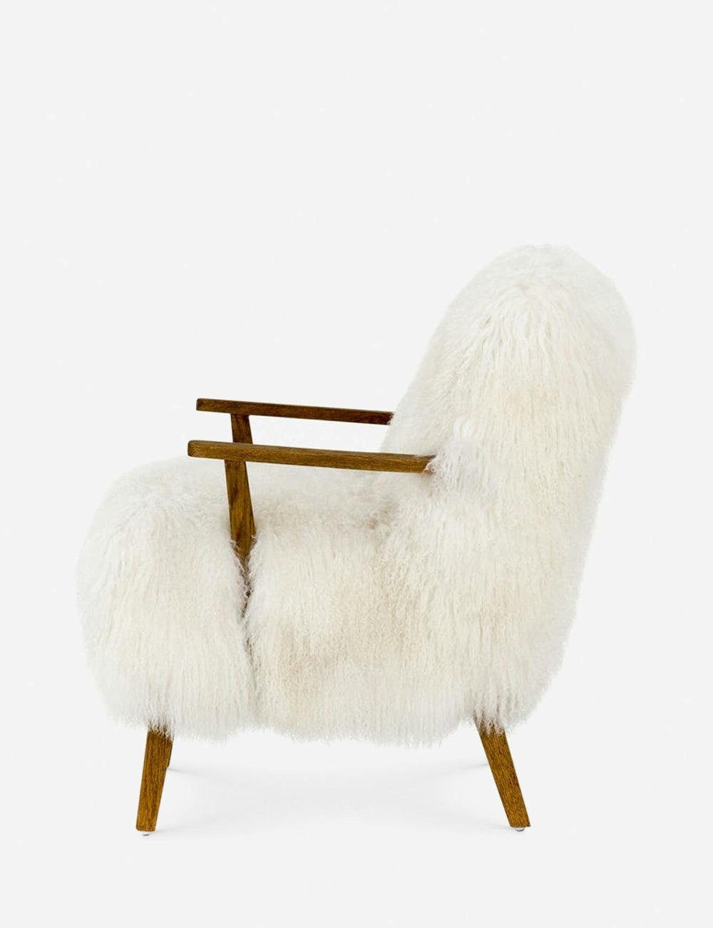 Drifted Oak Frame Cream Mongolian Fur 24.5" Accent Chair
