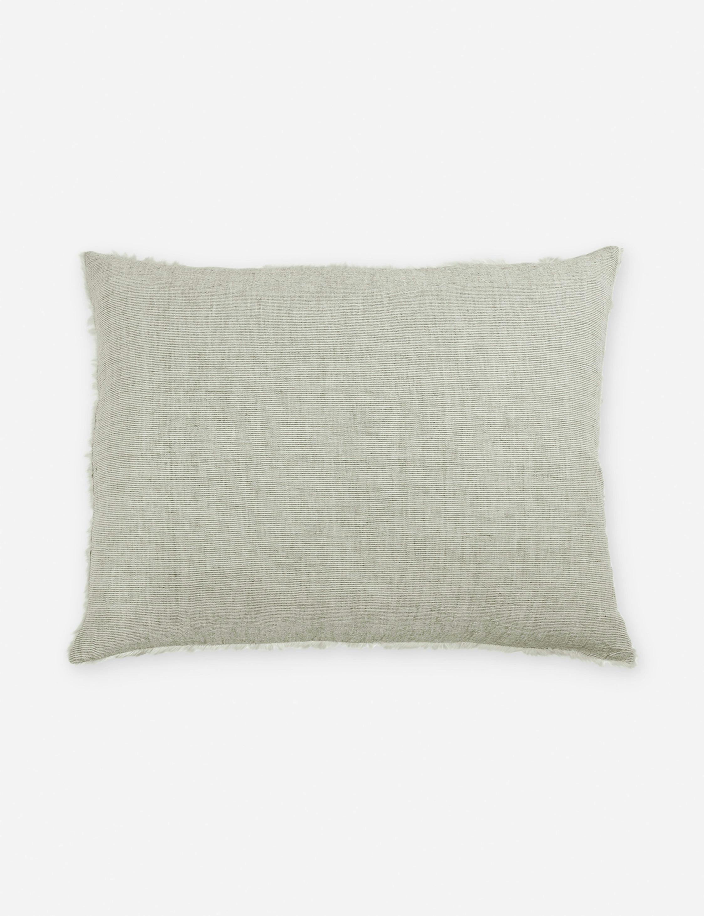 Olive Linen King Sham with Heathered Texture and Frayed Edges