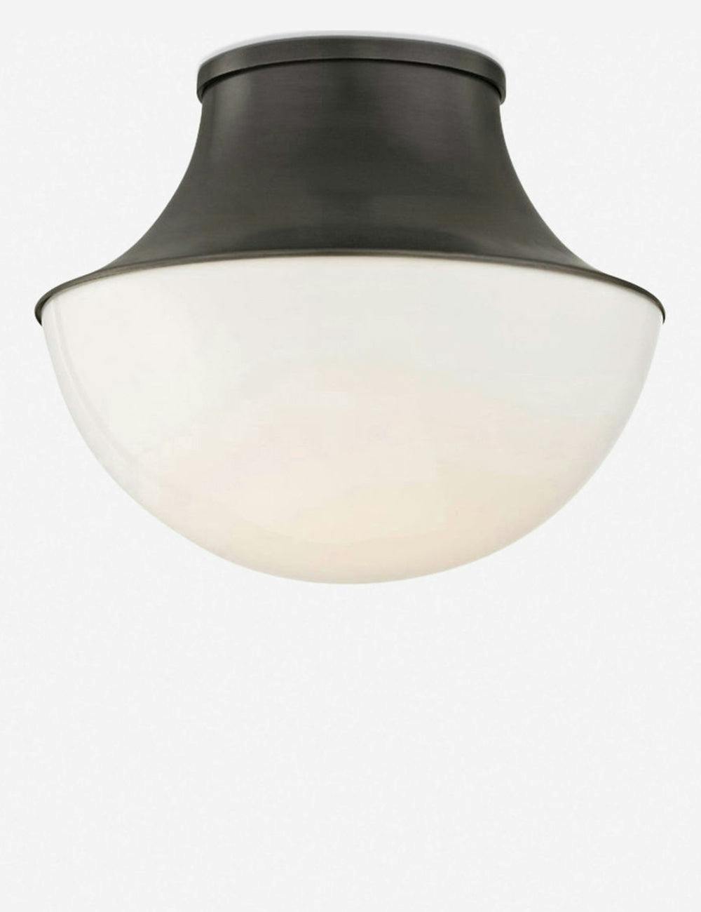 Lettie 9" Old Bronze LED Flush Mount with White Glass Bowl