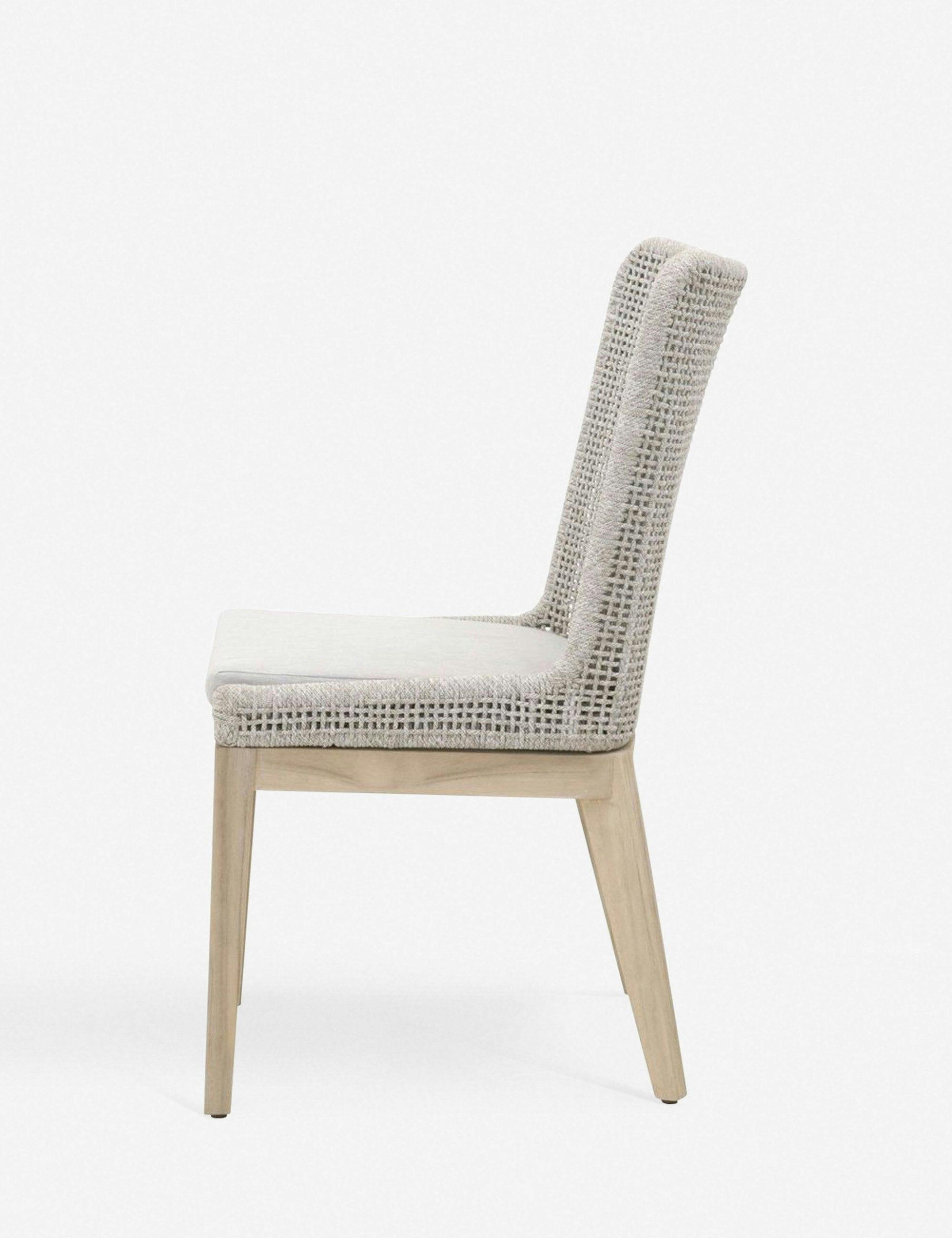 Winnetka Transitional Gray Mesh and Teak Outdoor Dining Chair