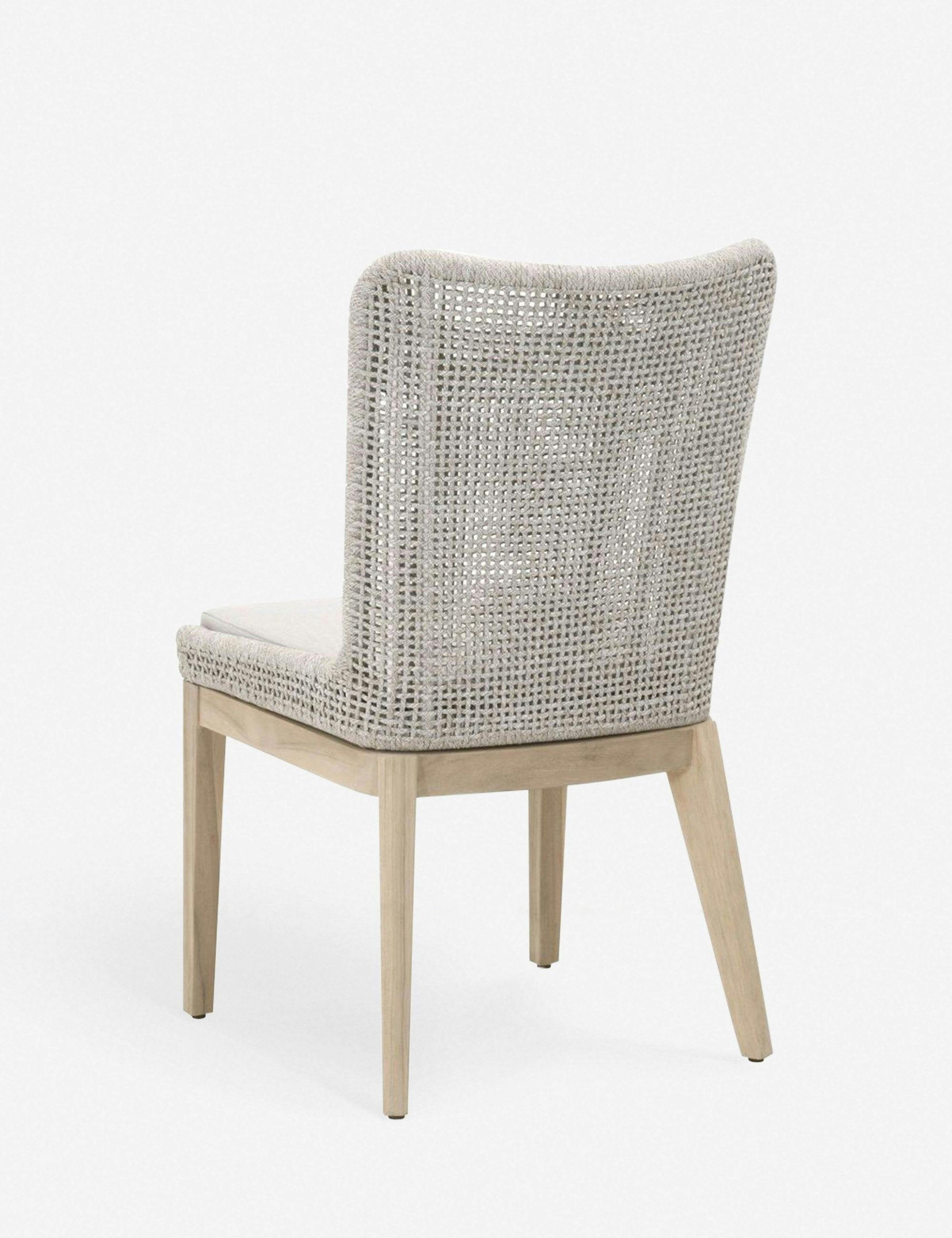 Winnetka Transitional Gray Mesh and Teak Outdoor Dining Chair