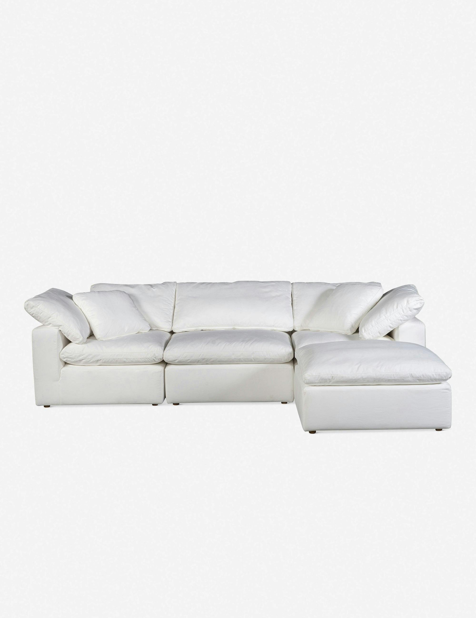 Cream Transitional Modular Sectional Sofa with Ottoman - 114" Wide