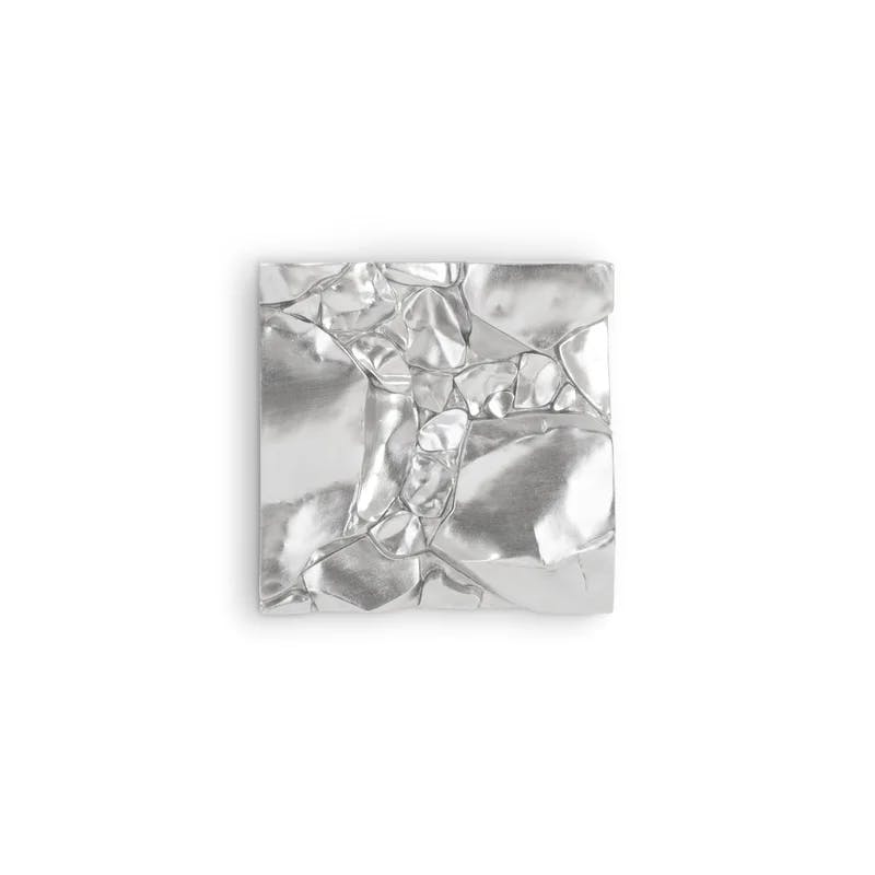Contemporary Silver Leaf 24" Square Cairn Wall Decor