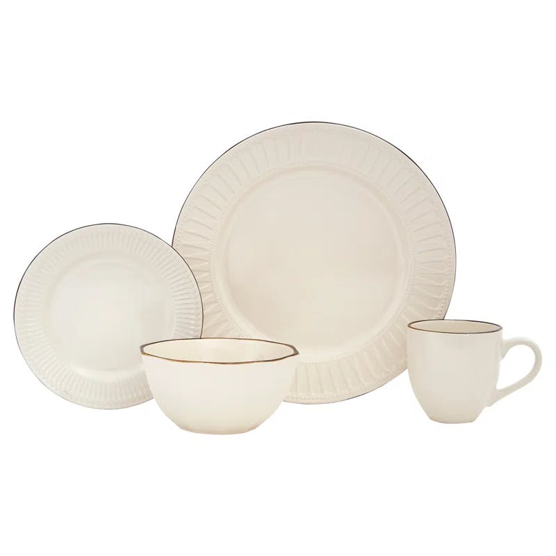 Sleek Ivory Ceramic 16-Piece Dinnerware Set for 4