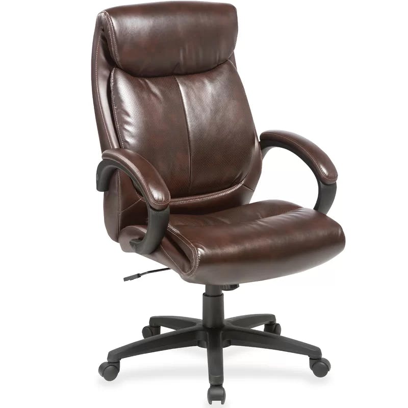 Luxurious Brown Bonded Leather High-Back Swivel Executive Chair
