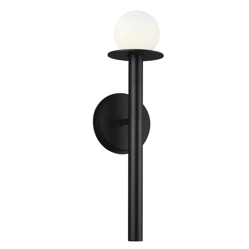 Midnight Black Dimmable Wall Sconce with Milk White Globe