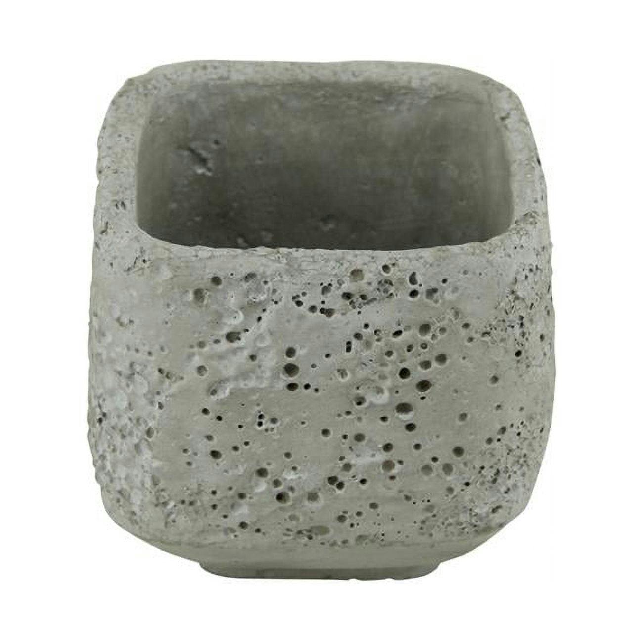 Elegant Speckled Gray Cement Square Planter, 5.5"