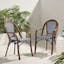Sophisticated Navy & White Aluminum Wicker Bistro Chairs, Set of 2