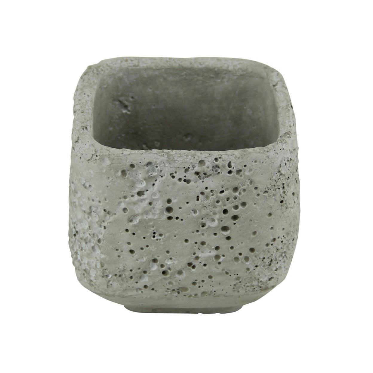 Elegant Speckled Gray Cement Square Planter, 5.5"
