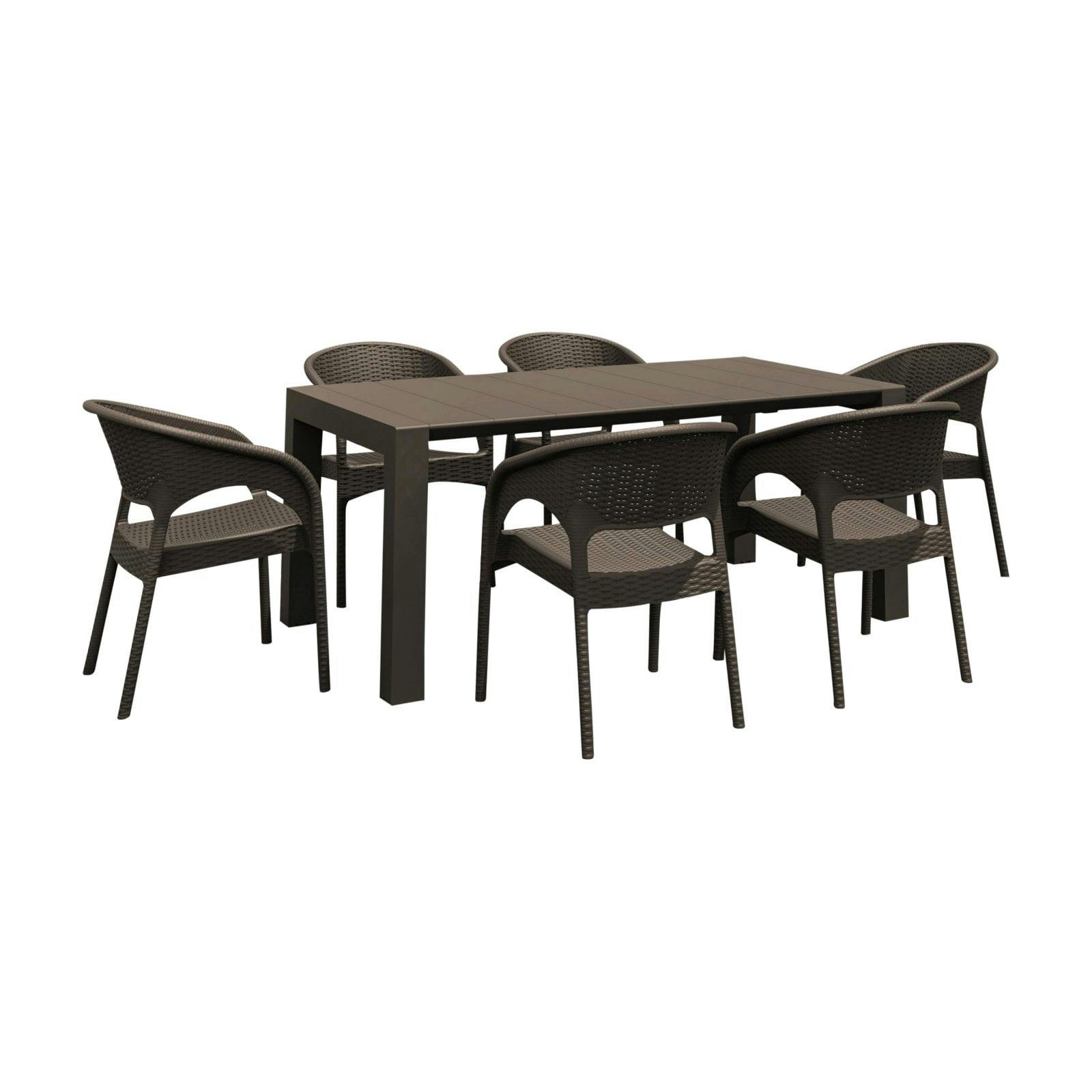 Panama All-Weather Polypropylene 6-Person Extendable Patio Dining Set