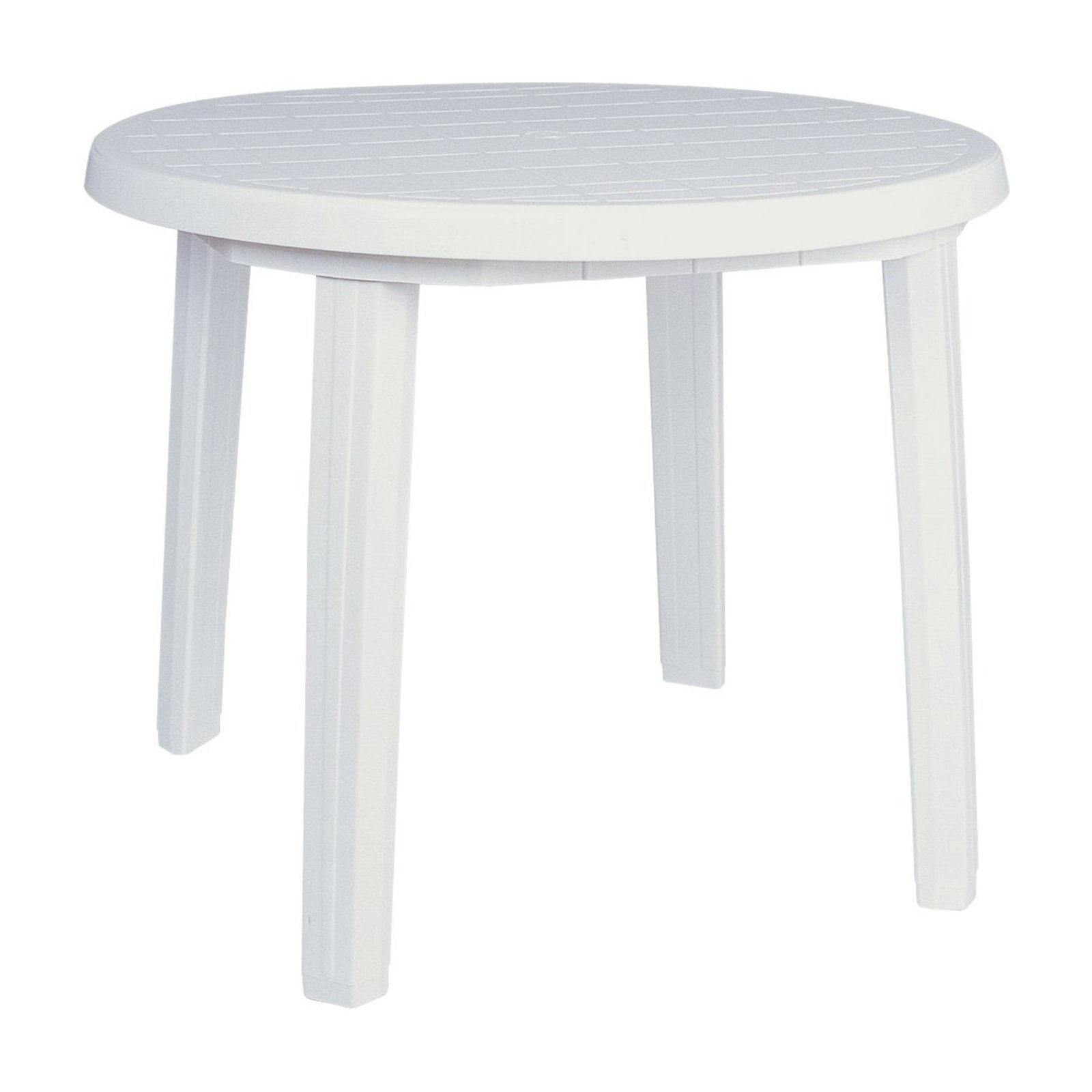 Ronda 35.5" White Round Resin Patio Dining Table with Umbrella Hole
