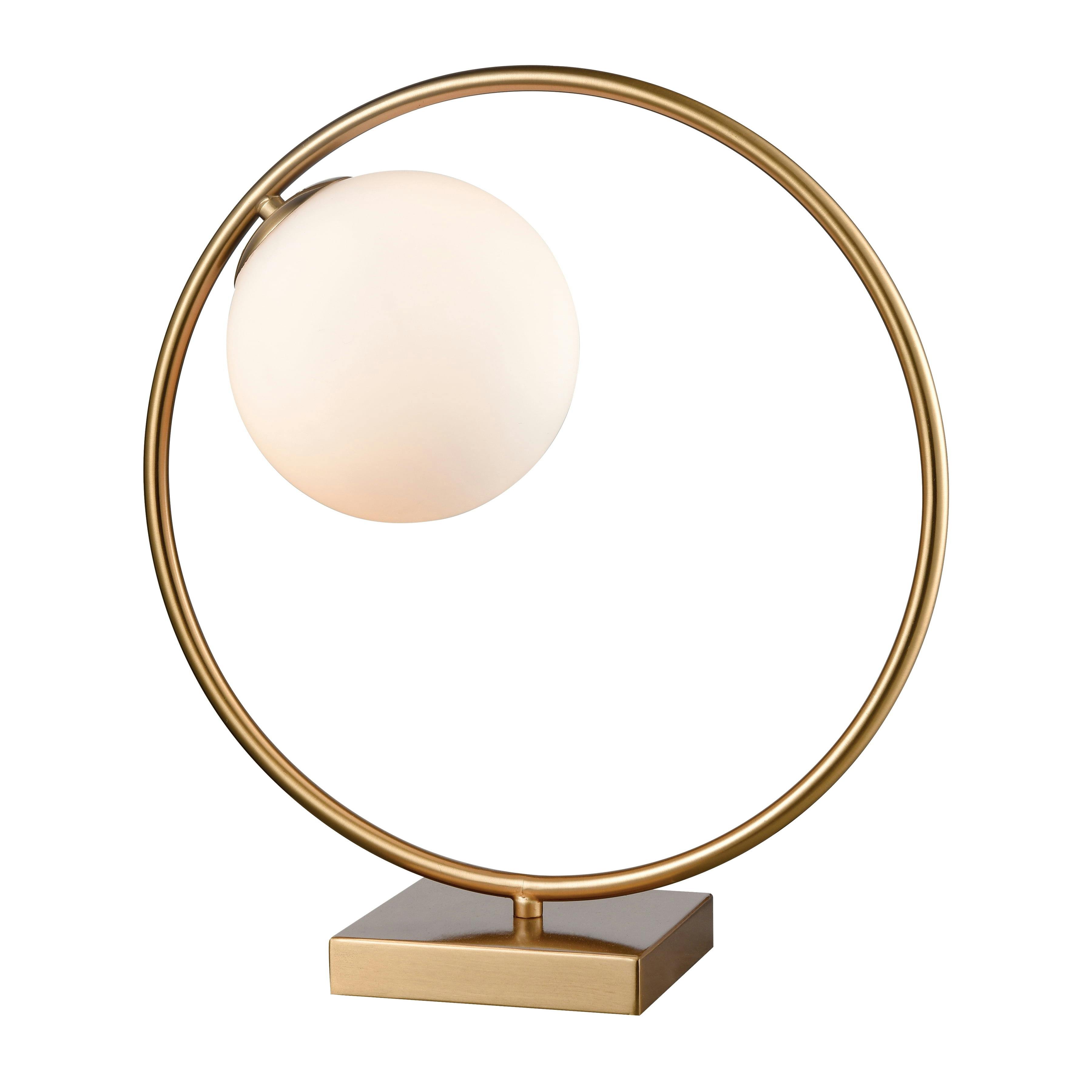 Adjustable White Glass Desk Lamp with Aged Brass Finish