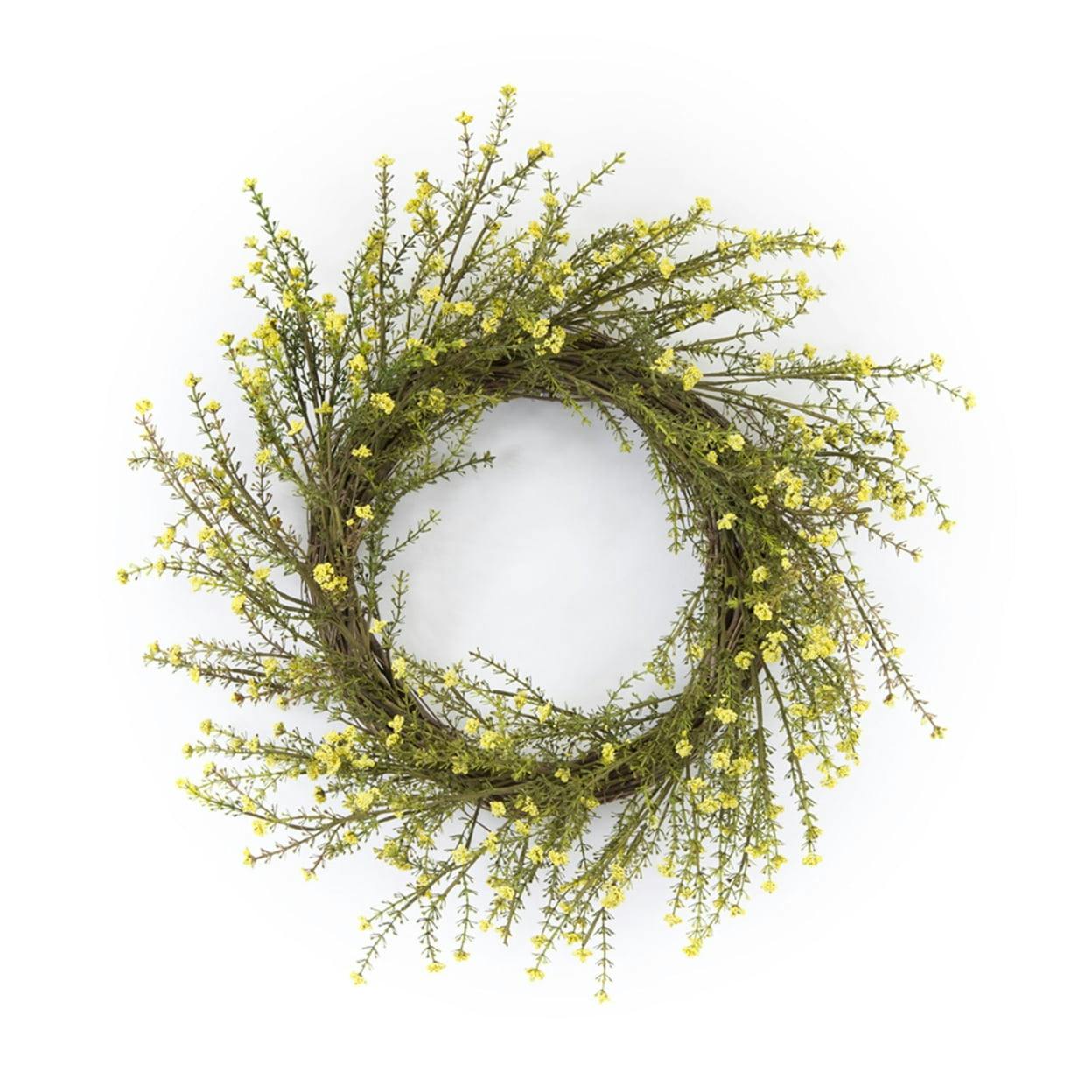 Bright Yellow Floral Mini Wreath 18"D for Front Door Decor