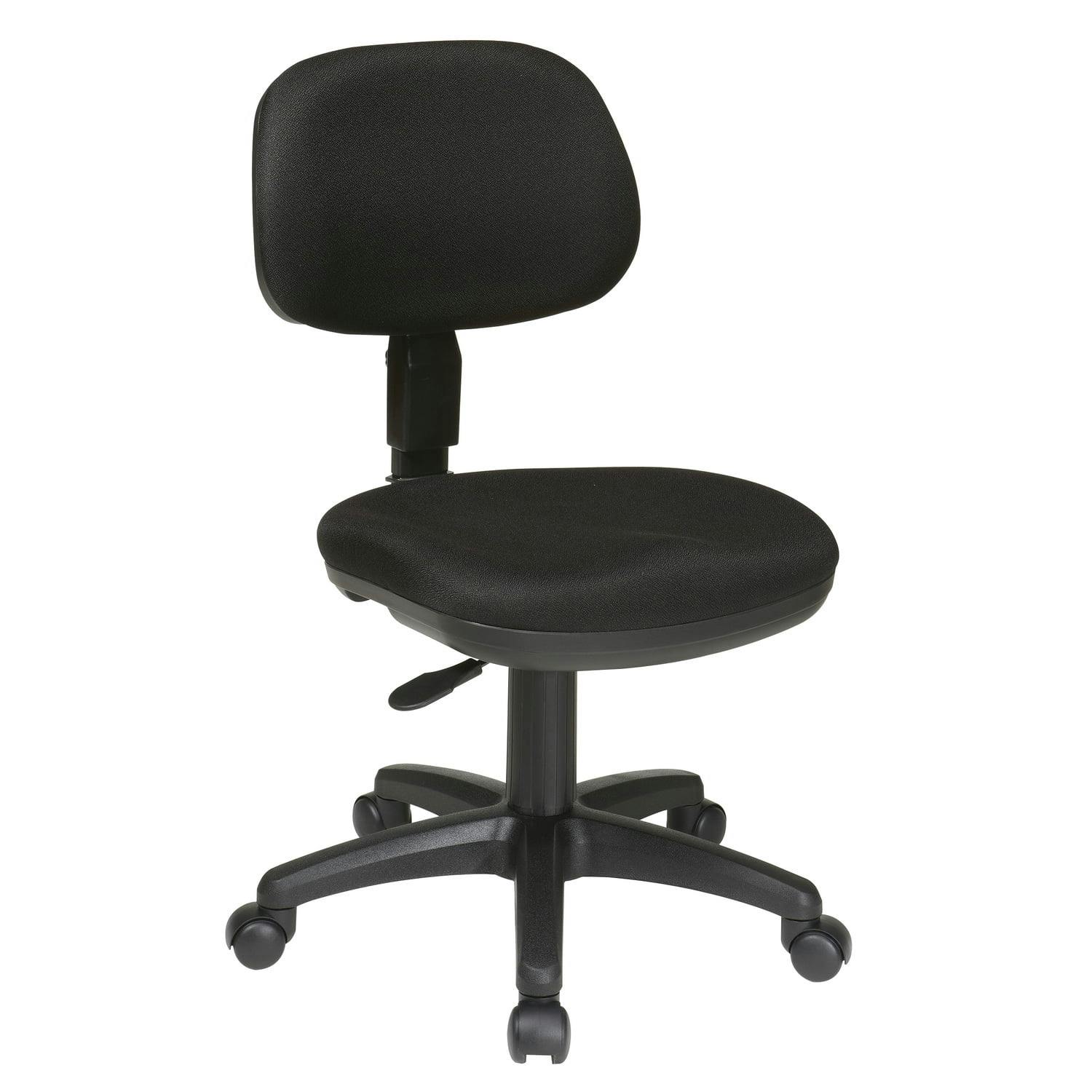 Swivel Armless Black Fabric Task Chair with Metal Frame