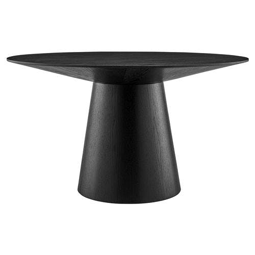 Barra Contemporary Round Black Wood Dining Table for Six