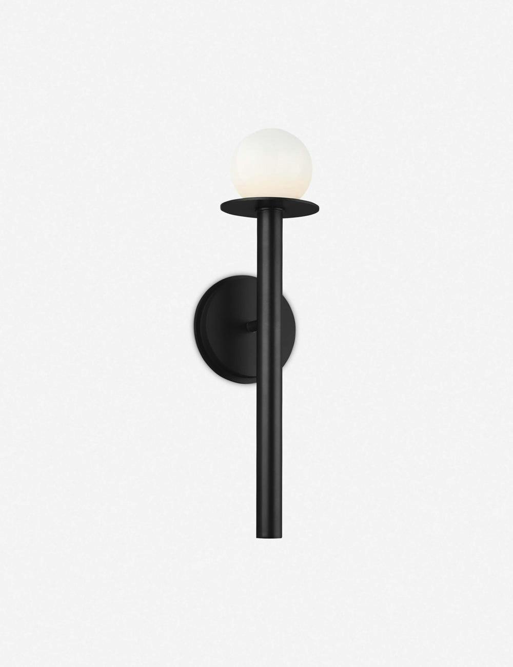 Midnight Black Dimmable Wall Sconce with Milk White Globe