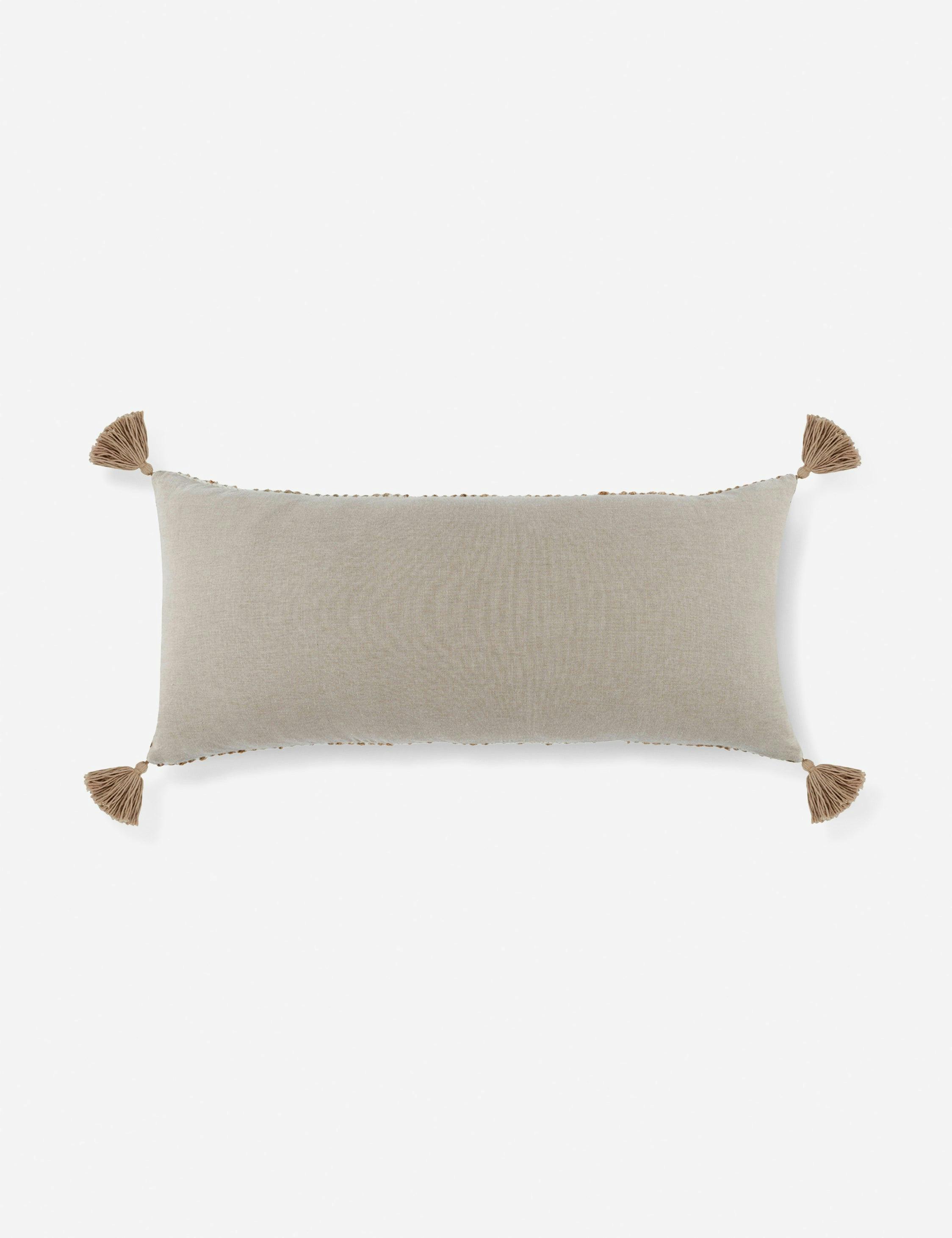 Eco-Chic Ivory & Natural Wool-Jute Blend Lumbar Pillow with Tassels