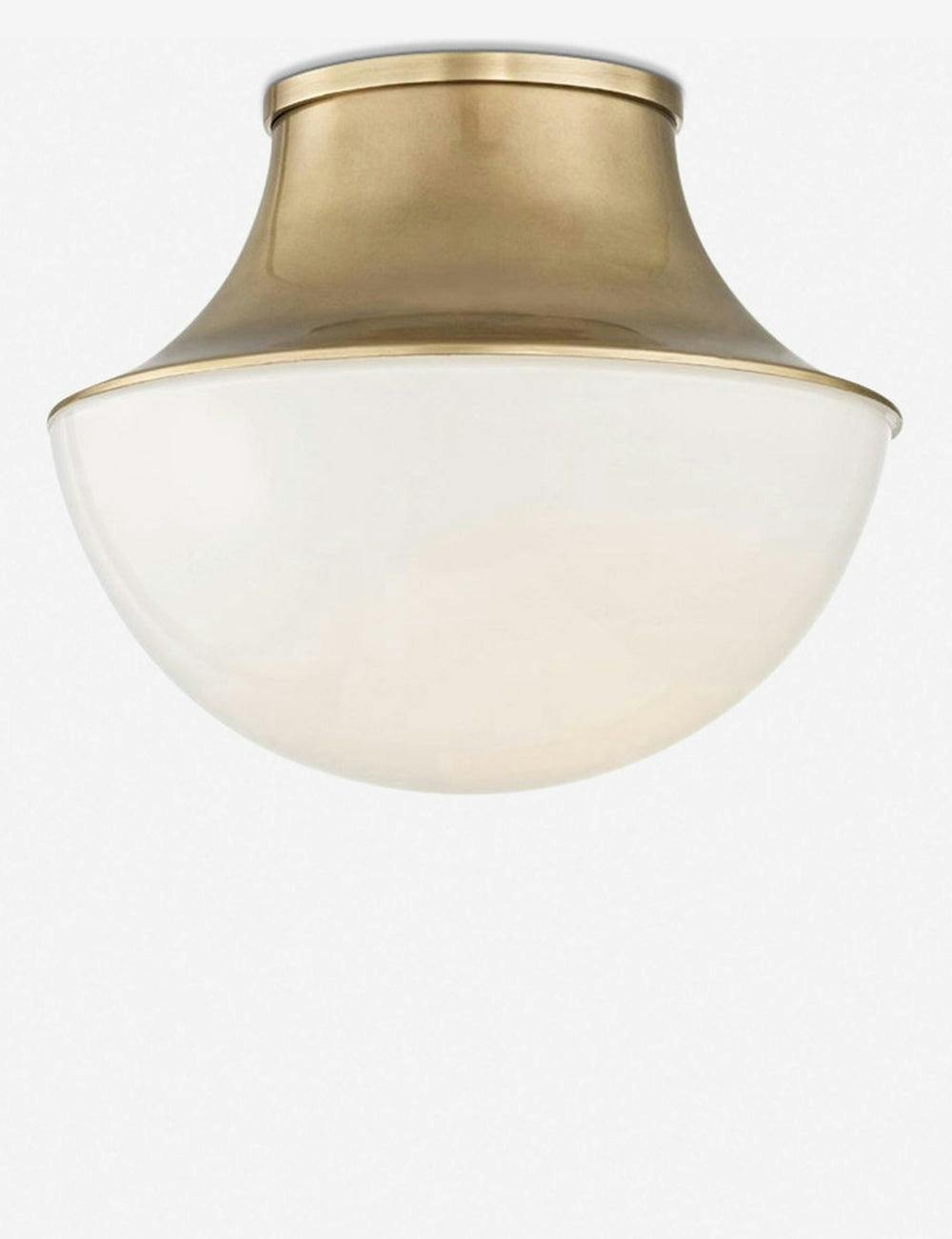 Alistair Curved Metal and Glass Flush Mount in Aged Brass