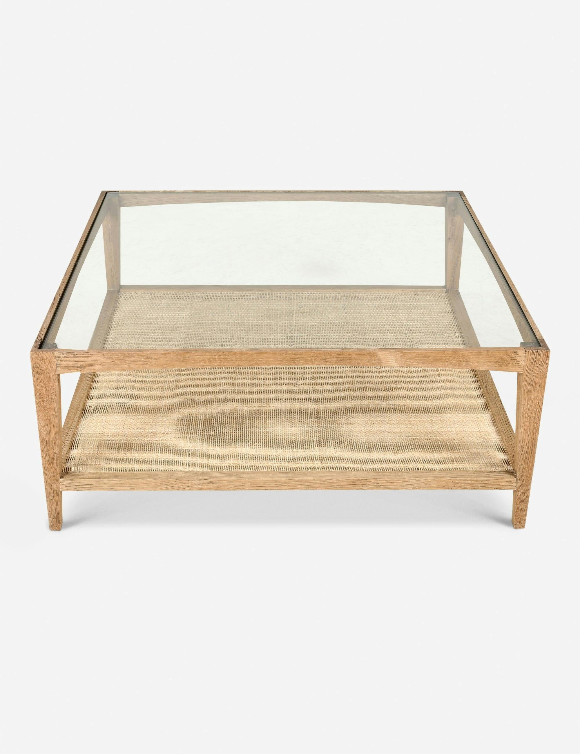 Transitional Broderick Square Outdoor Coffee Table with Glass Top