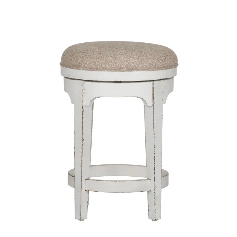 Traditional Swivel 25'' Counter Stool in Antique White