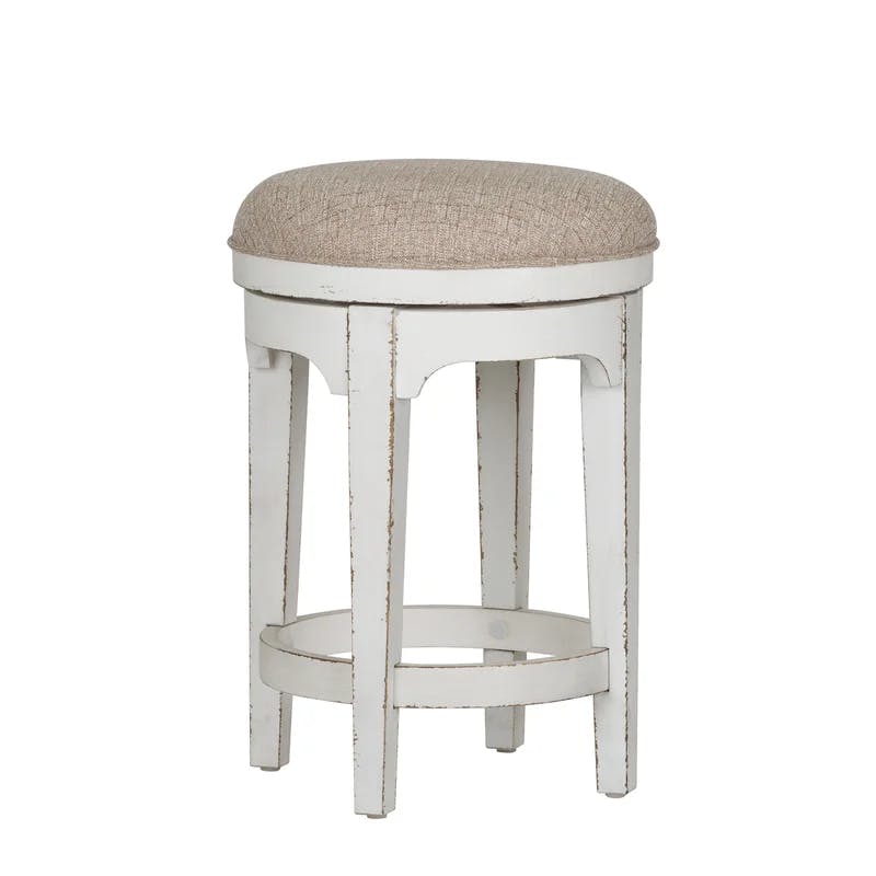 Traditional Swivel 25'' Counter Stool in Antique White
