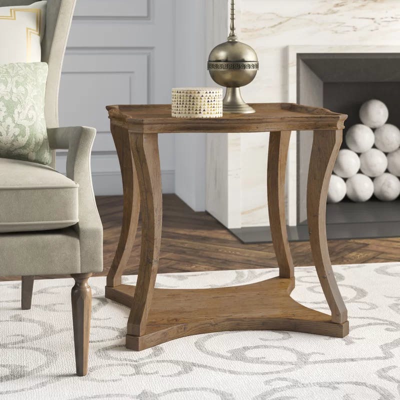 Echo Oak Solid Wood Free Form Tray Top End Table