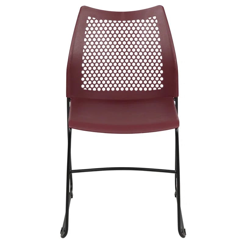Burgundy Sled Base 661 lb. Capacity Stack Chair with Air-Vent Back