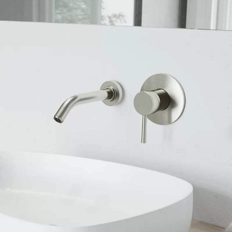 Modern Black and Nickel Wall Mounted Widespread Faucet