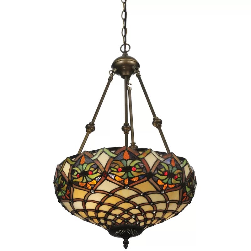 Sunburst Jewels 2-Light Bronze & Glass Bowl Pendant