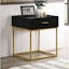 Catalina Black Rubberwood Nightstand with Gold Accents