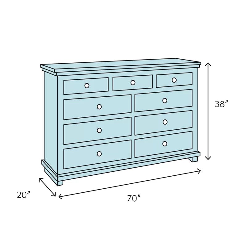 Blissany Transitional Silver 9-Drawer Dresser with Cedar Lining