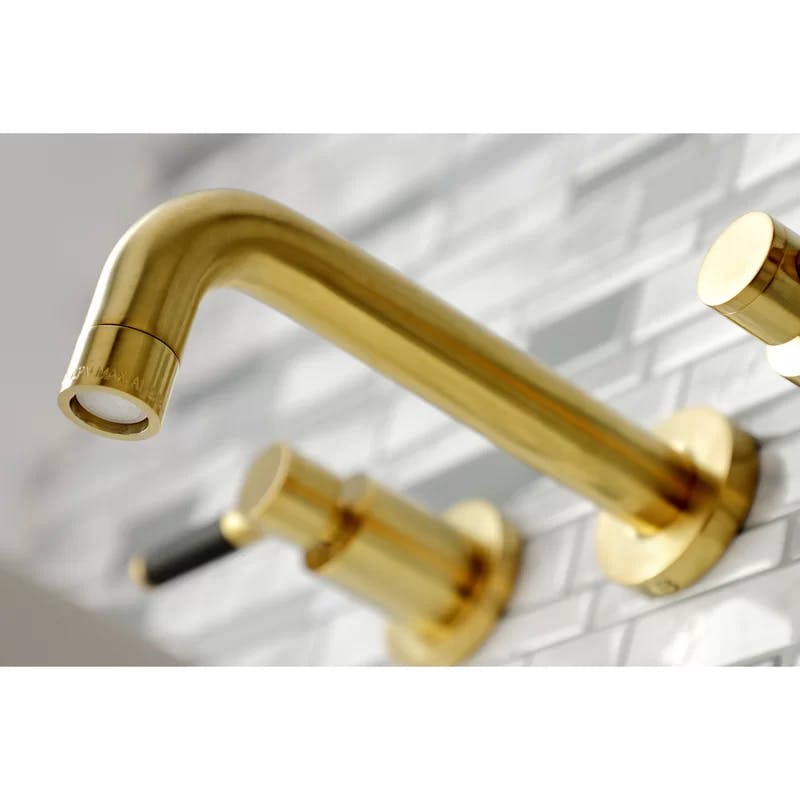 Kaiser Brushed Brass 2-Handle Modern Wall Mount Bathroom Faucet