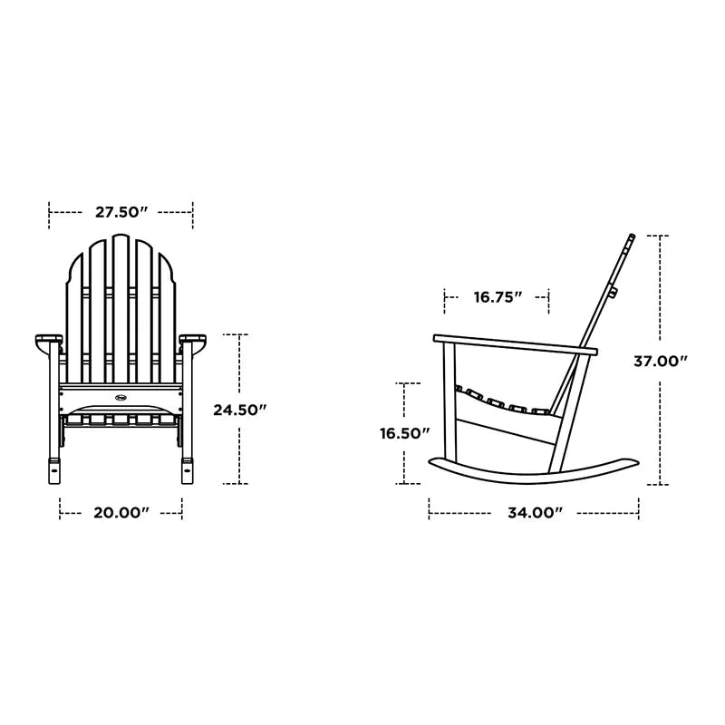 Ash Charcoal Polywood Adirondack Rocking Chair with Armrests