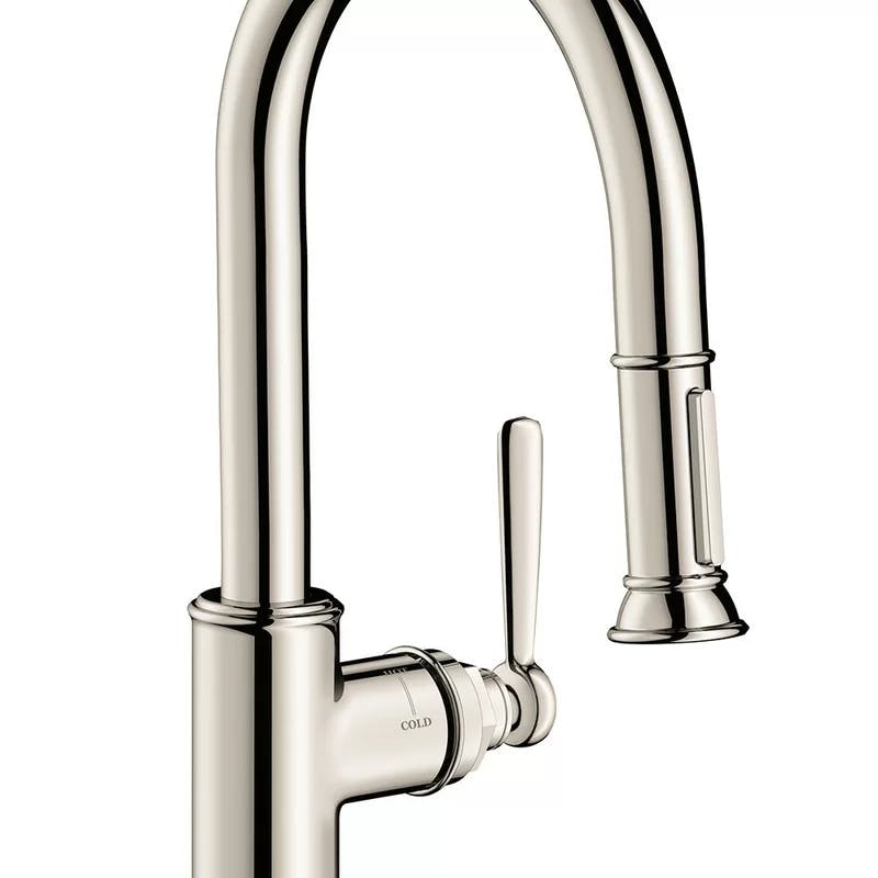 Classic Nickel 12" Pull-Out Spray Kitchen Faucet in Steel Optik