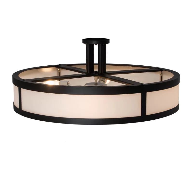 Smythe Craftsman 30" Bronze Glass Drum LED Semi-Flush Mount