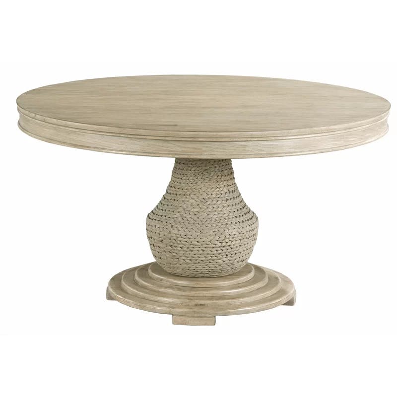 Transitional Oyster White 54" Round Wood Dining Table