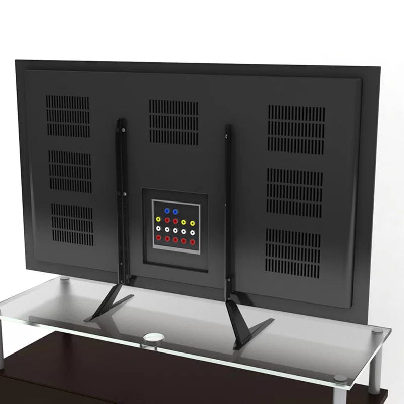 Elevate 14" Black Steel Adjustable Tabletop TV Stand with Cabinet