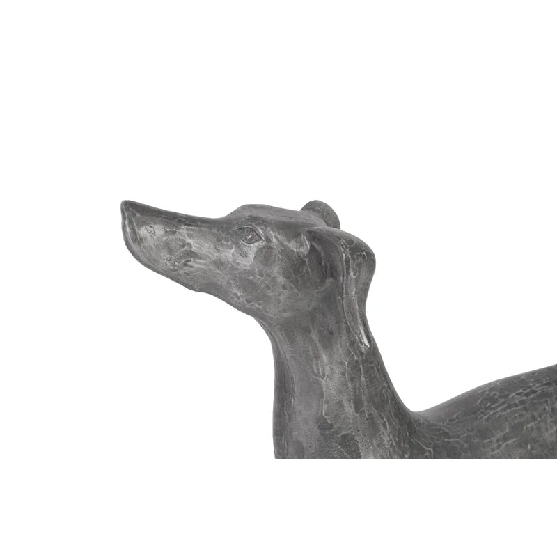 Contemporary Silver Metal Dog Statue 31"