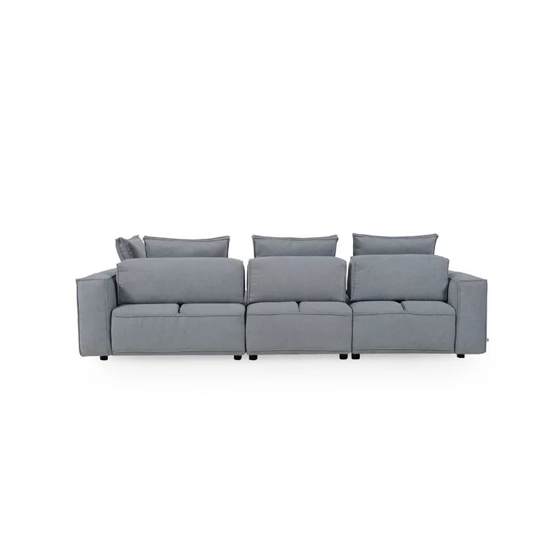 Light Gray Luxe Leather 3-Piece Power Reclining Sectional with Pillow Back