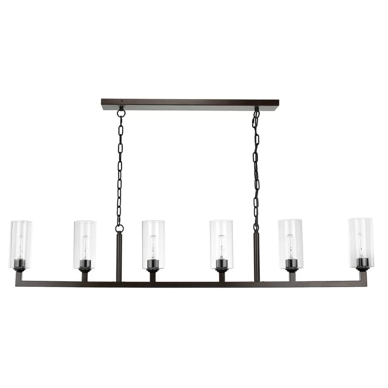 Elegant Linear 6-Light Oil Rubbed Bronze Chandelier with Clear Glass Shades