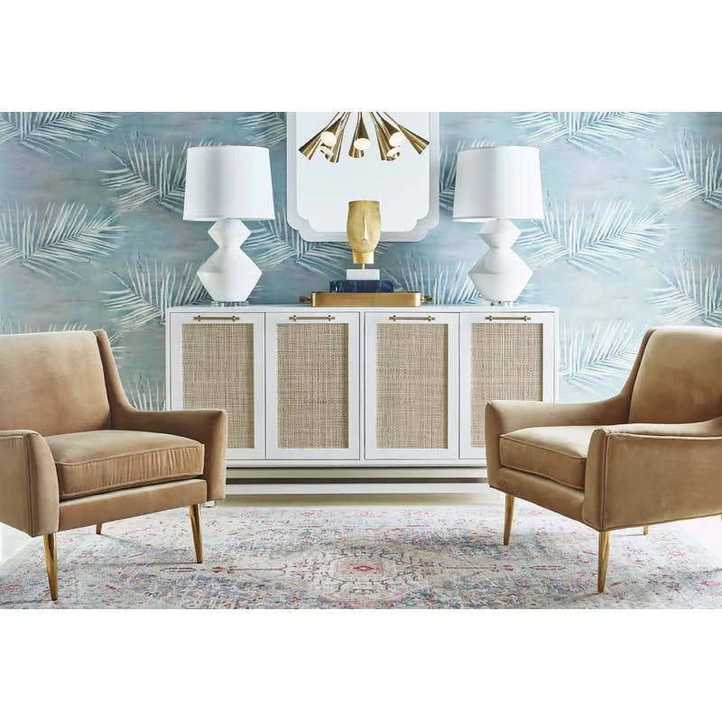 Contemporary Matte Gray 70'' Solid Wood Sideboard with Nickel Accents