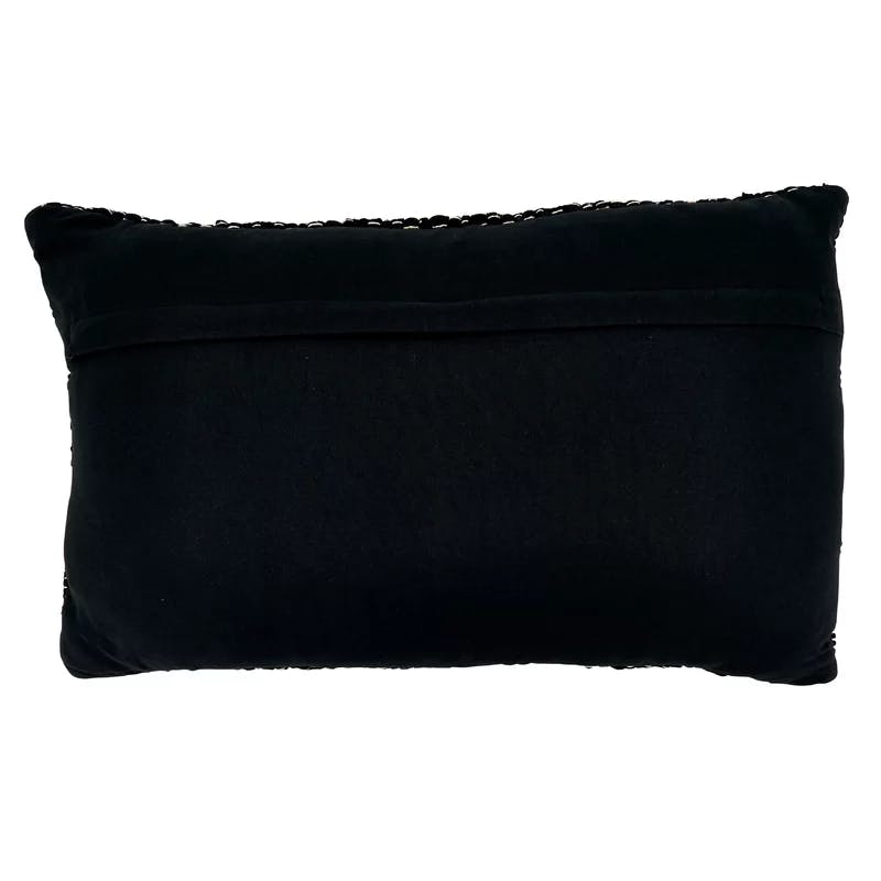 Saro Black Chindi 14" x 23" Cotton Rectangular Throw Pillow