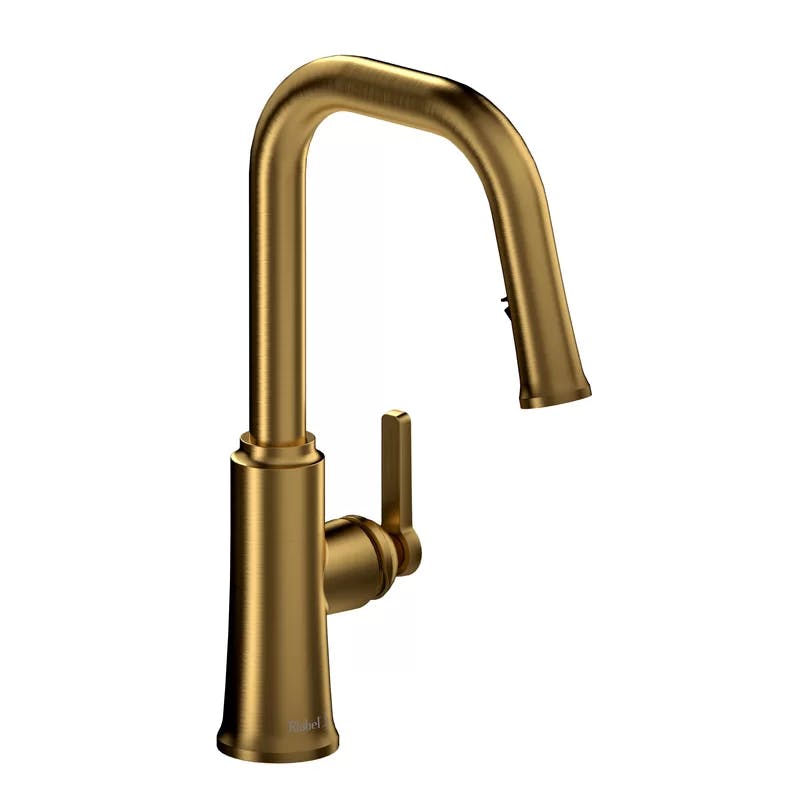 Elegant Brushed Gold Pull-Down Kitchen Faucet with Retractable Spray