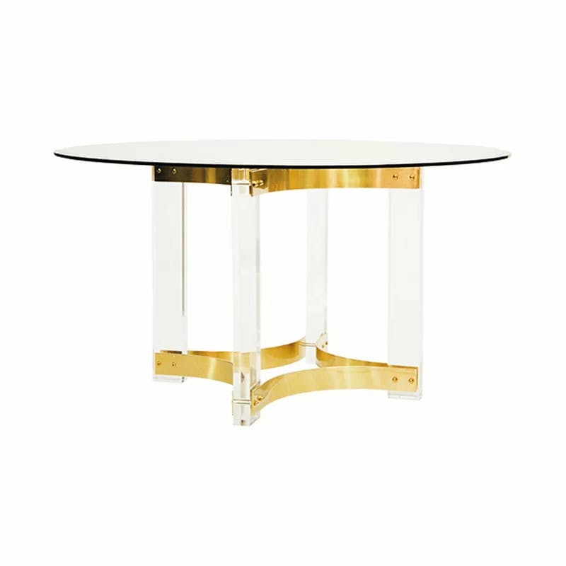 Modern Elegance 54" Round Glass Dining Table in Gold